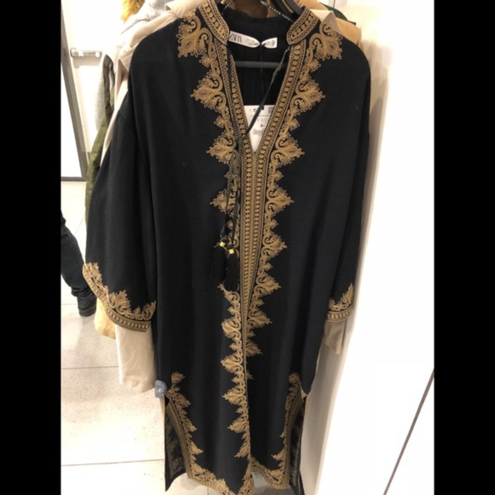 ISO Zara embroidered tunic dress kaftan Size M